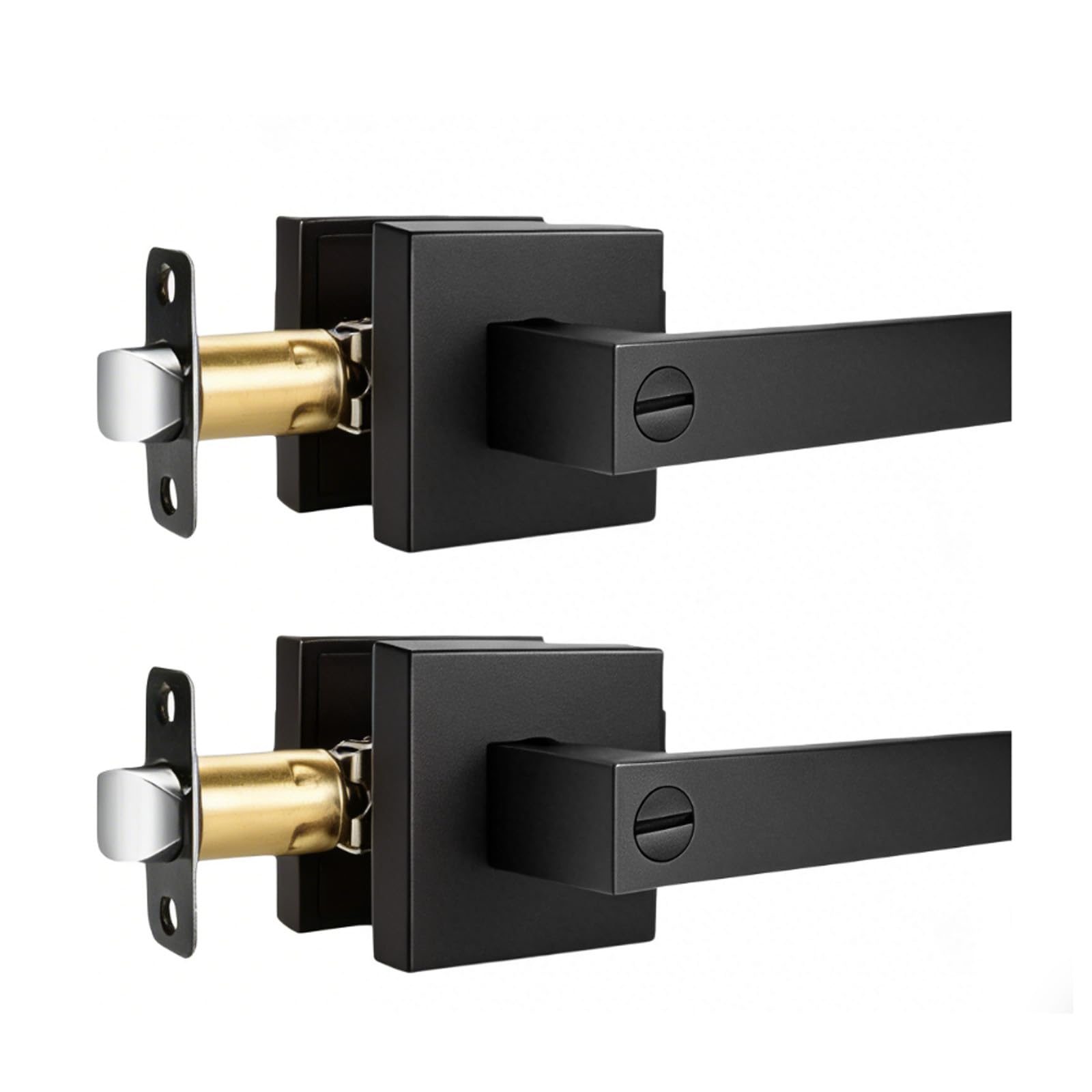2Pack Matte Black Privacy Door Handles Internal with Lock,Fits 35-53mm Door