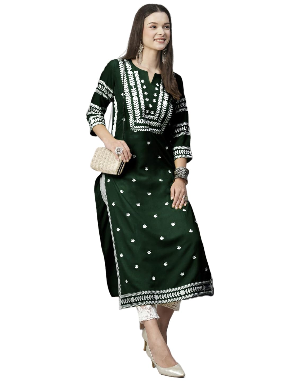 GoSriKi Women's Cotton Blend Straight Fit Straight Kurta