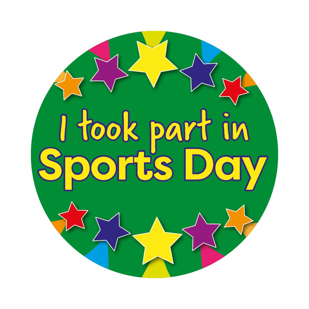 SuperStickers 'I Took Part In Sports Day' Sticker Pack. 125 stickers. 28mm.