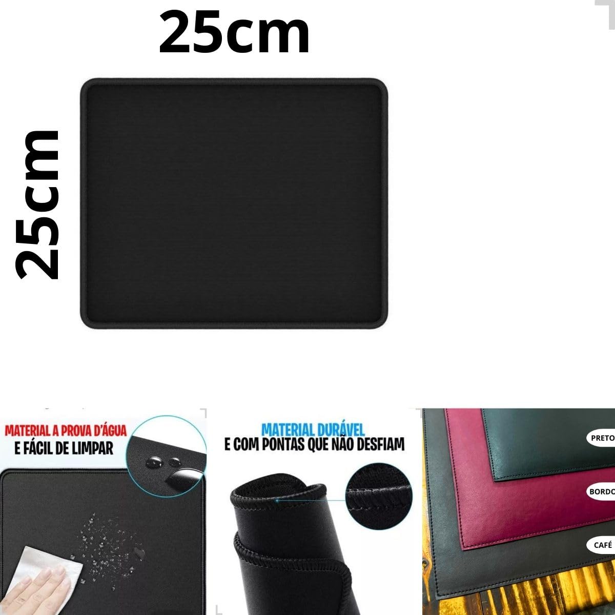 Mouse Pad Grande Vários Tamanhos Gamer, Preto Vermelho e Marrom Em