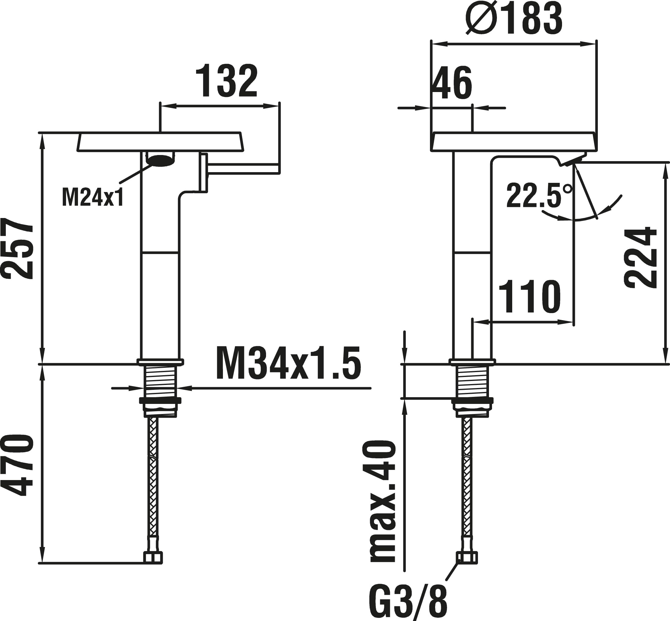 Laufen Kartell Mezclador monomando de lavabo, sin válvula de desagüe, proyección 110mm, cromo, alto, H3113380041101