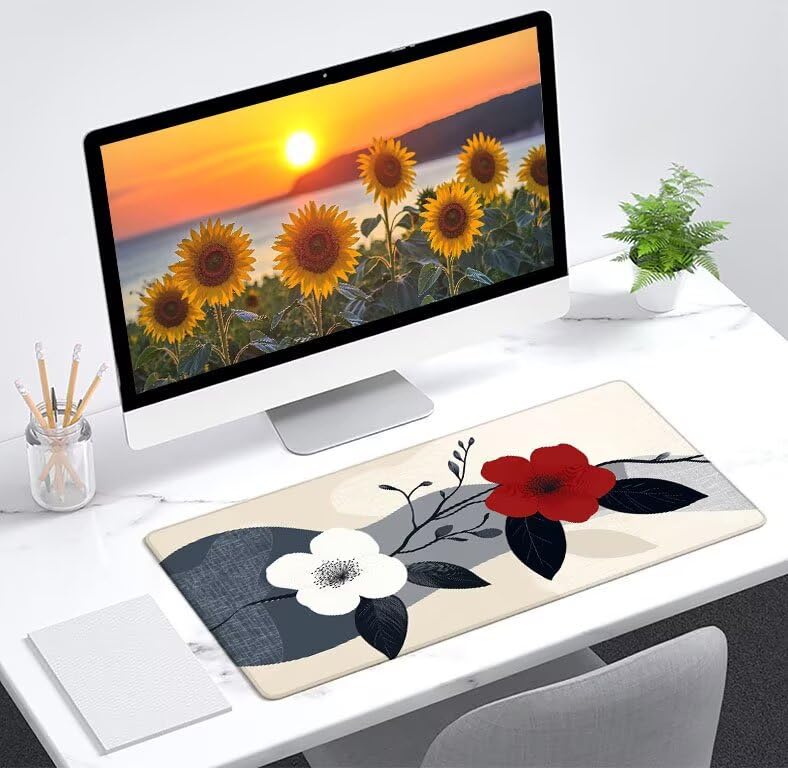 Desk mat motif fleur 1200x600 mm pour setup PC et portable - 2