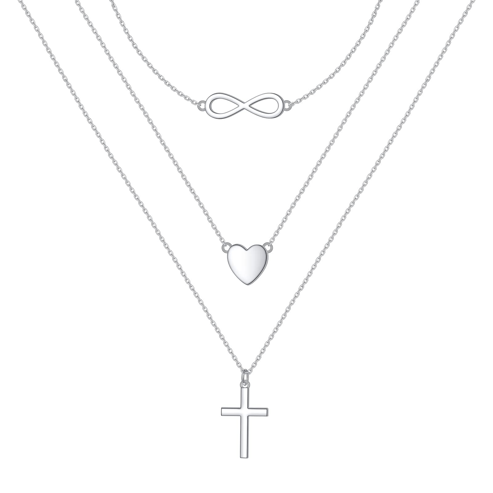 Halskette Damen 925 Sterling Silber Layering Kette für Damen Multilayer Halskette mit Anhänger Schmuck Geschenk für Frauen