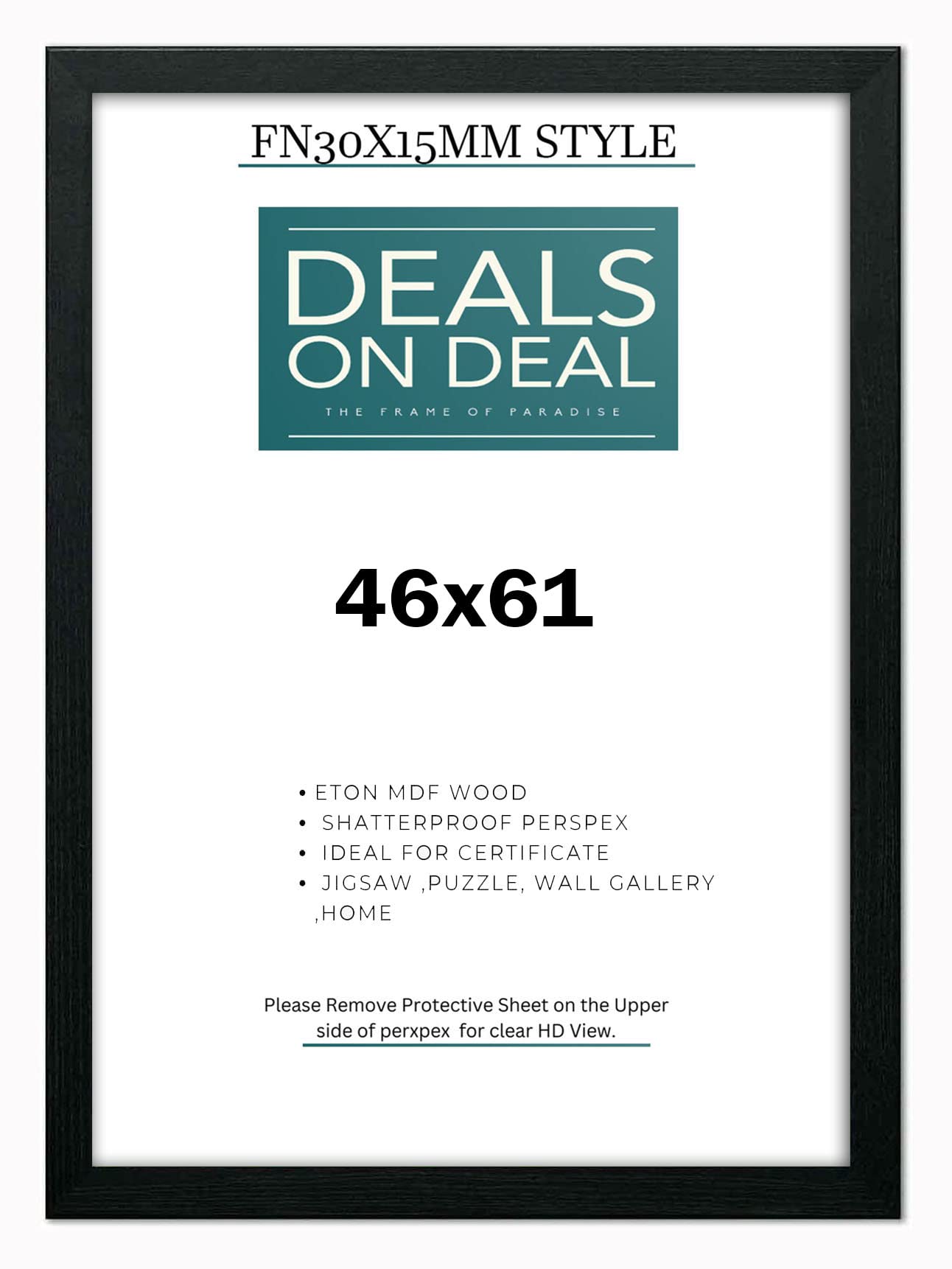 DEALS ON DEAL 46x61cm Picture Frame Solid MDF Wooden Jigsaw Puzzle Poster Frame, High-end Modern Style, Made High Definition Acrylic Front for Wall and Tabletop Photo Display [BLACK 46x61]