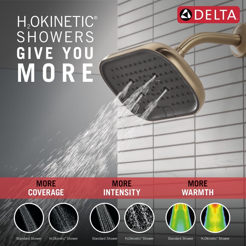 Delta Cabezal de ducha de 9 pulgadas, 6 ajustes, oro cepillado, 1.75 GPM, 52955-CZ-PR