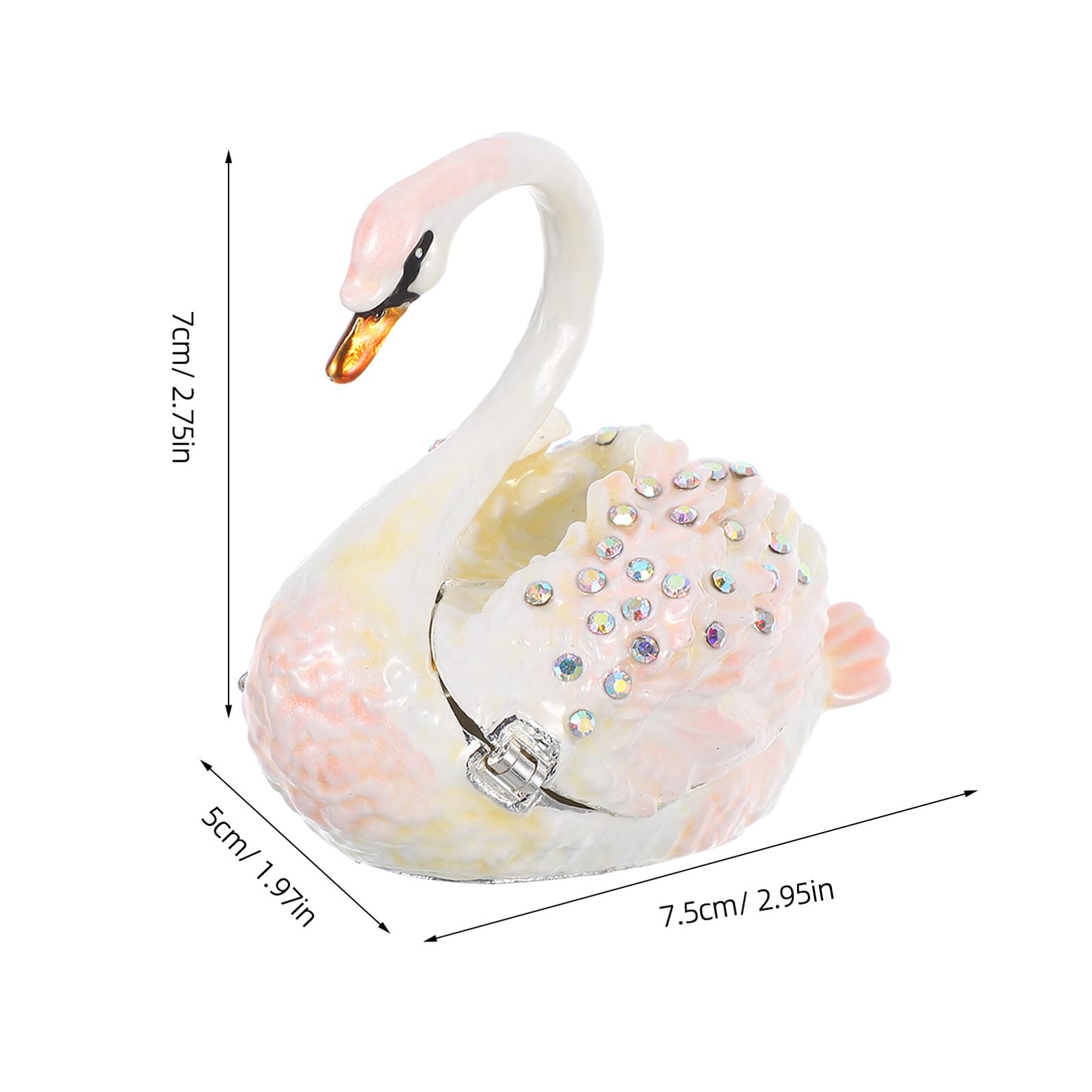 新品　Swan Jewelry Box サクラピンク Amazon.com: UPKOCH Swan Shape Jewelry Box Pink Alloy Desktop
