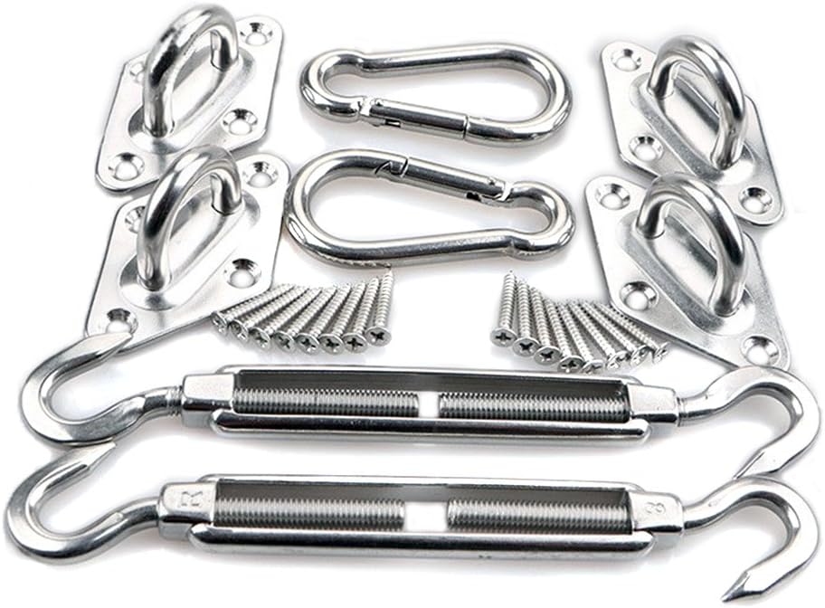 HONGCI M8 Heavy Duty Sun Shade Sail Fixing Kit for Garden Triangle and Square, Rectangle - 304 Stainless Steel Sun Shade Sail Fixing Hardware Accessories Kit (Fixing Kit a - 2x4x2)