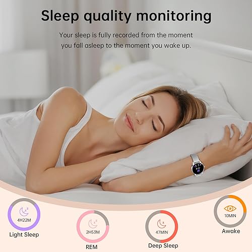 Miniatura 4 de Reloj inteligente para mujeres (responder/realizar llamadas), pantalla HD de 1.27" con monitor de frecuencia cardíaca/sueño, más de 130 modos