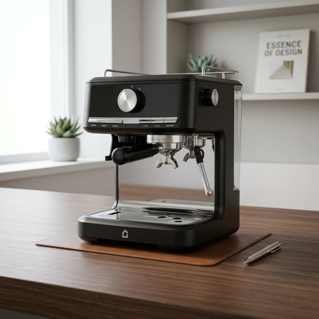 Półautomatyczna maszyna do espresso z wbudowanym młynkiem, dyszą parową do pianki mlecznej, programowanie 1/2 filiżanek i niestandardowy tryb, ekspres do kawy espresso, do kawy kremowej, cappuccino