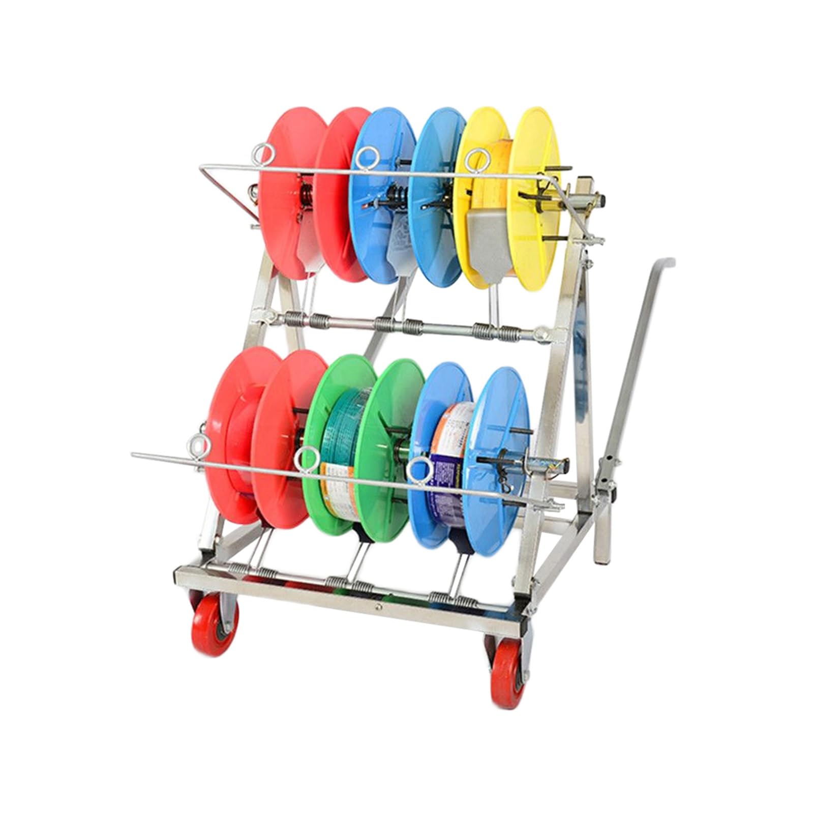 4/5/6 assi avvolgicavo carrello multi-mulinello con ruote, per officine e cantieri