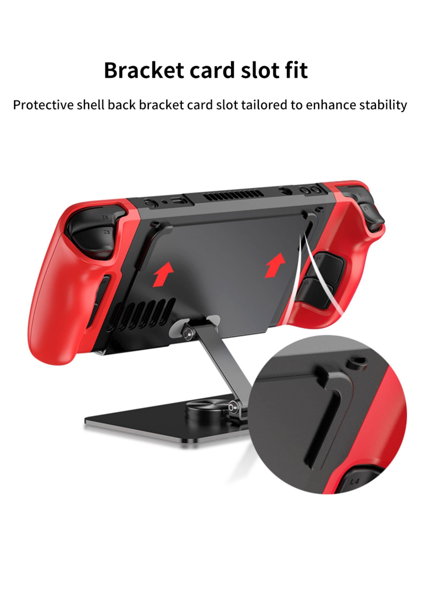 COQUE Funda de consola de juegos de mano para Steam Deck, funda de protección contra caídas, soporte plegable de metal, juego 2 en 1 para juegos móviles Steam Deck-Negro