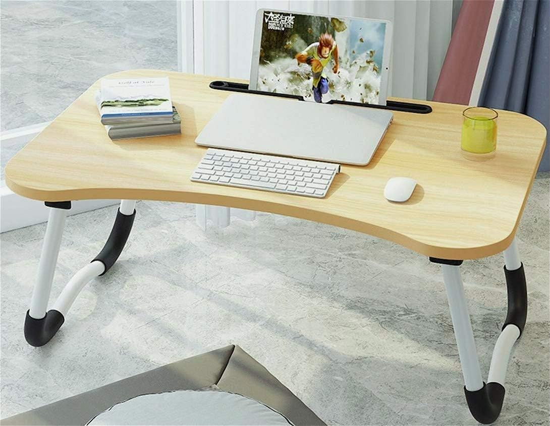 Buy 1 get 1 Laptop Bed Tray Table, Foldable Lap Desk Stand, Multifunction Lap Tablet Perfect for Eating Breakfast, Reading Book, Working,Watching Movie on Bed/Couch/Sofa/Floor, Light Brown