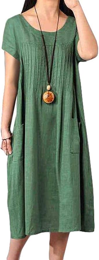 BUYKUD Women Cotton Linen Loose Fitting 