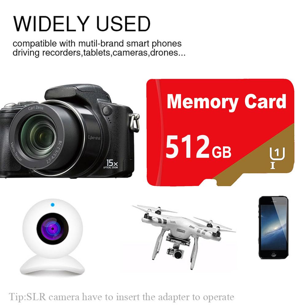 Memory Card 512GB High Speed TF Card for Storage Phone, Dash Cam,Camera,Tablet,PC Data Storage - 5