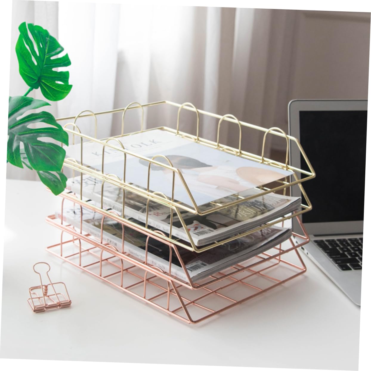 2pezzi Vaschette Portadocumenti Impilabili Organizer Per Scrivania Rack Per File e Documenti Contenitori Per e Funzionali
