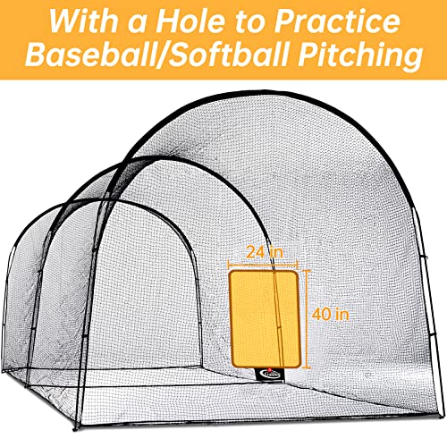 Portable Outdoor Softball Baseball Batting Hitting Cages with Frame and Net for Home Backyard