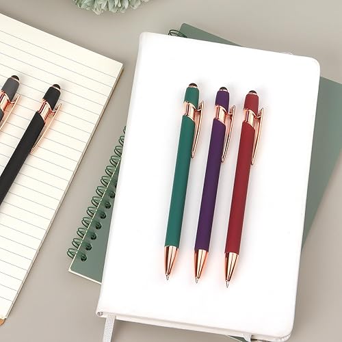 Miniatura 7 de Paquete de 6 bolígrafos retráctiles 2 en 1 con punta capacitiva, lápiz capacitivo de metal para pantallas táctiles, tinta negra de 0.039 pulgadas, 6