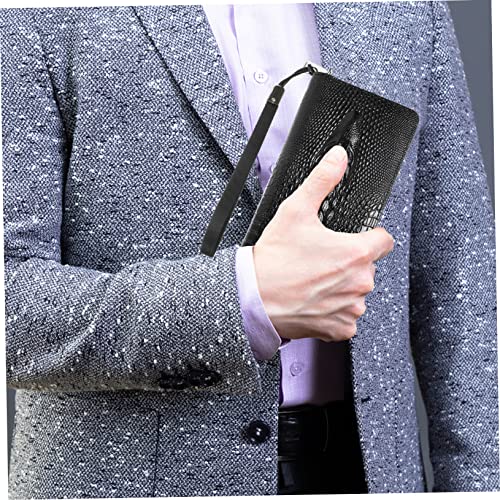 Men's Long Wallet Alligator Pattern PU Zipper Closure Large Capacity Handbag for Business Travel Durable Fashionable Gift3