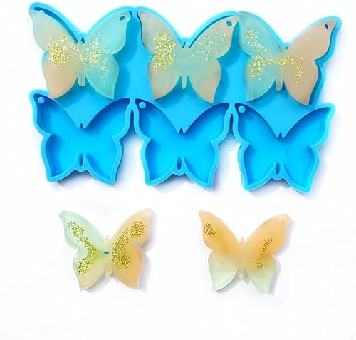 Miniatura 3 de Moldes de silicona de mariposa, diseño de resina holográfica, molde de mariposa para manualidades, fabricación de llaveros y joyas, compatible con