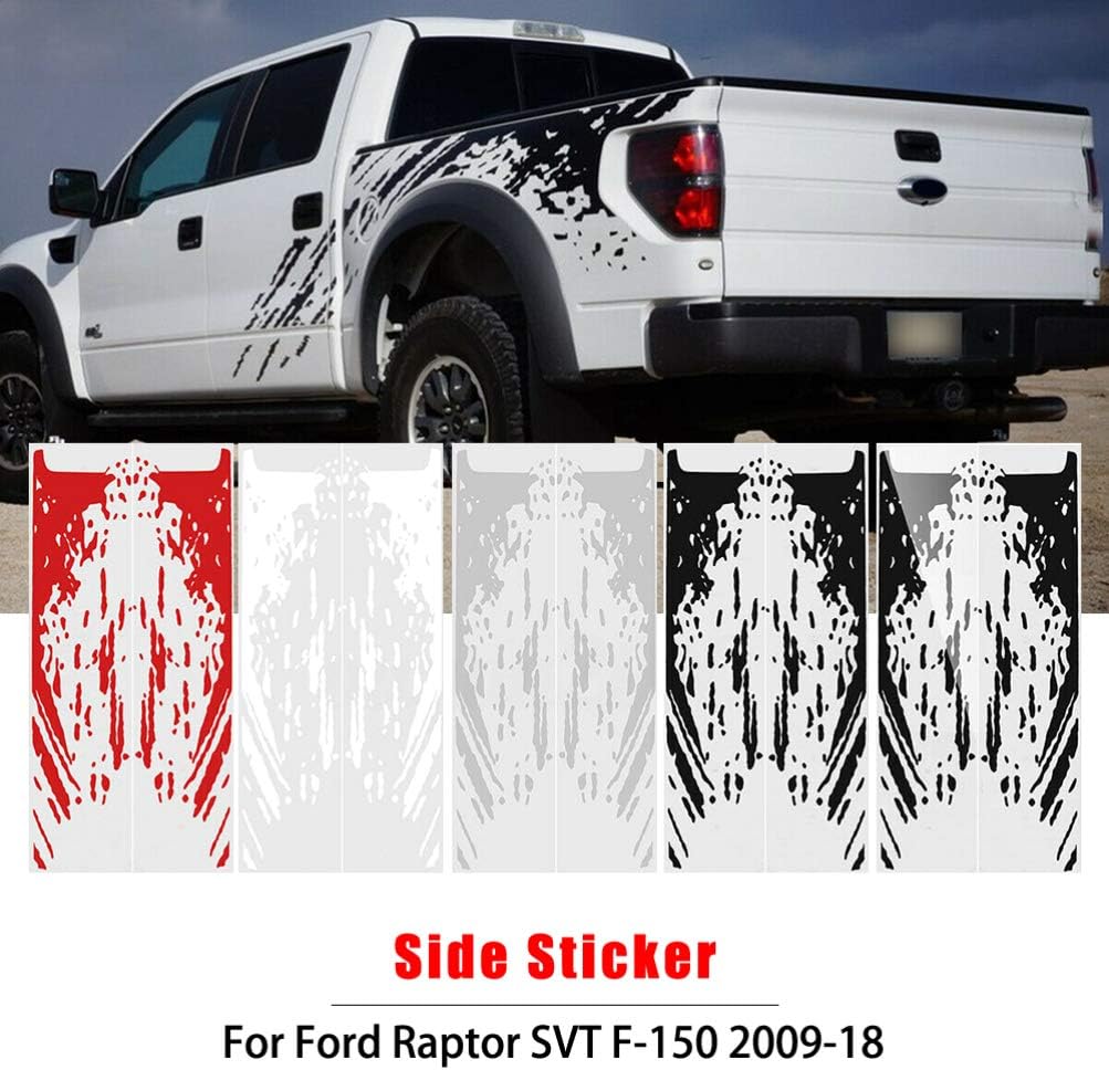Luixxuer Vehicle Side Bed Decals Kit Mud Splash Sticker Vinyl For Ford Raptor SVT F-150 2009-2018 5 Colors