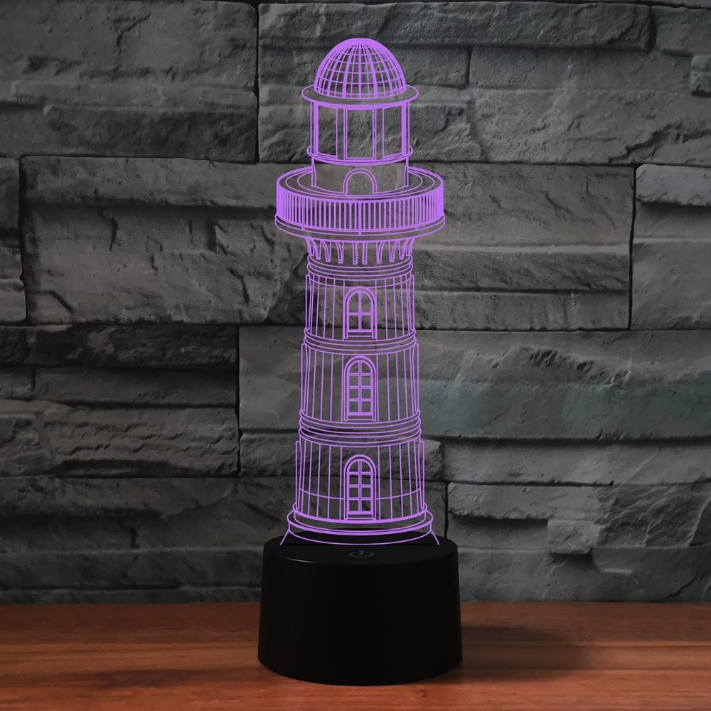 Night Light for Kids 3D New Lighthouse Led Lamp with Remote Control 16 Color Changing Xmas Birthday Gift for Child