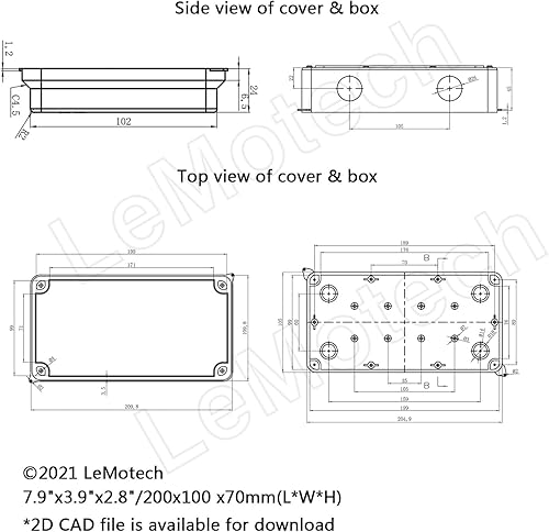 Miniatura 32 de LeMotech Caja de conexiones, plástico ABS IP55 resistente al agua y al polvo, caja eléctrica universal, caja de proyectos para exteriores e