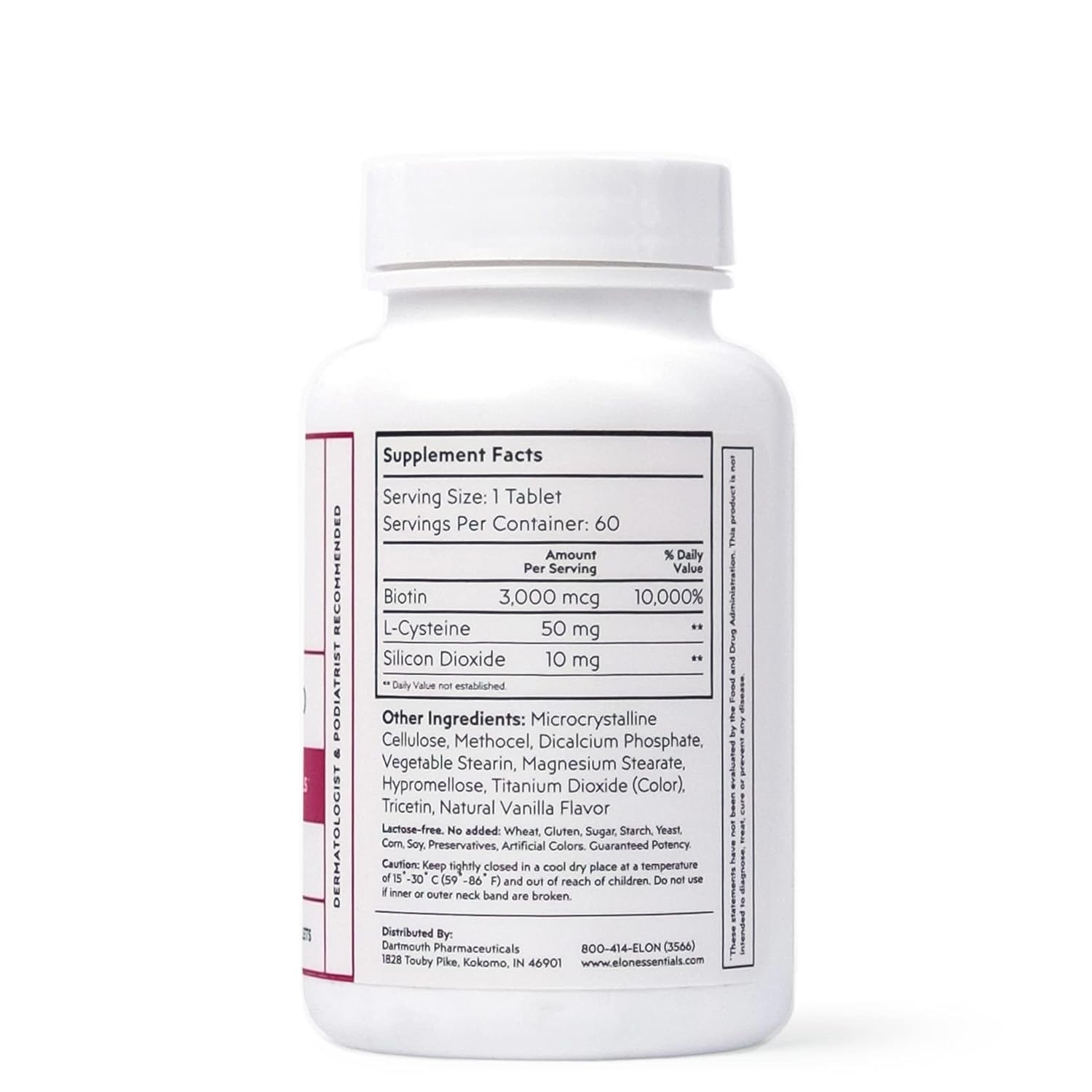 Elon Matrix Plus 3000 Biotin Vitamins for Nail Repair Strengthening and Growth (120 Day Supply)