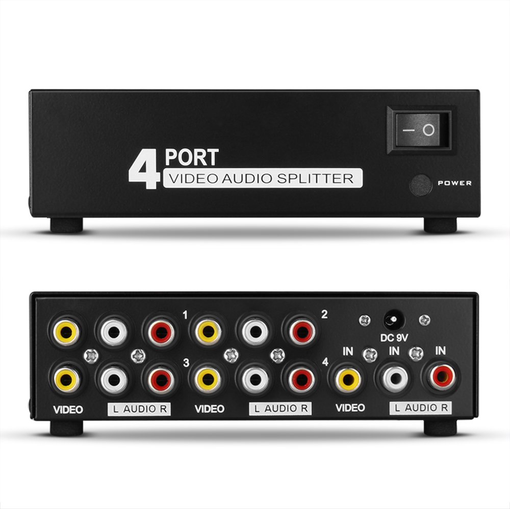 Amazon.com: TNP AV Splitter 1 in 4 Out 3 RCA Composite Video L/R