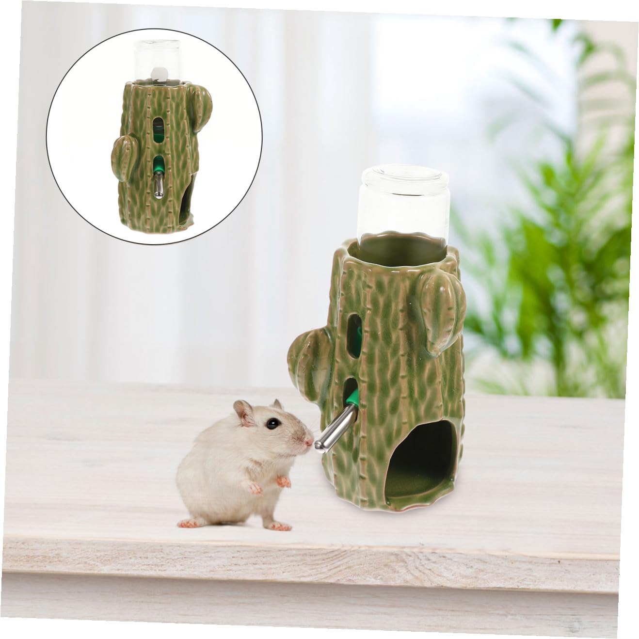 Verstellbare Vertikale Hamster wasserflasche mit Keramikhalter Auslaufsicherer Trinkflaschenhalter für Chinchillas und Meerschweinchen Praktisches Kleintier zubehör in Hellgrün