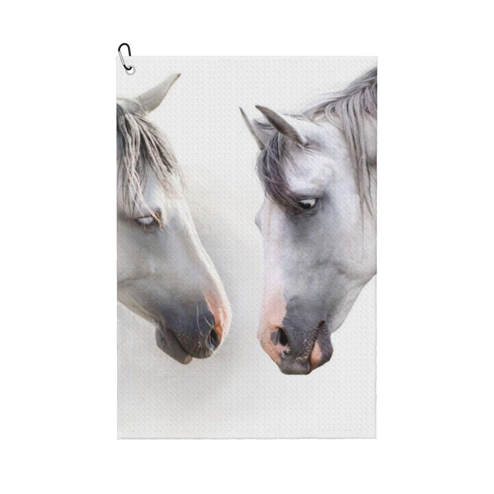 Hnnkloy White Horses, 16x24 in Portable Waffle Golf Towels with Carabiner Clip for Golf Bag