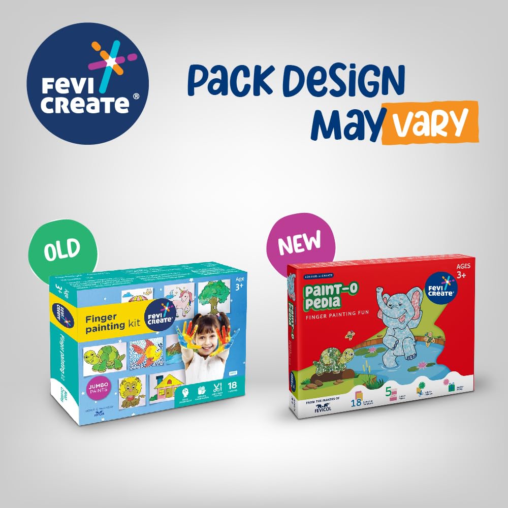 Fevicreate Finger Painting Kit | 18 Activities with Printed Templates & 5 Vibrant Non-Toxic Colours | Foster Creativity, Motor Skills, Colour and Shape Recognition | By Fevicol | For Kids Age 3+ years - Image 7 thumbnail