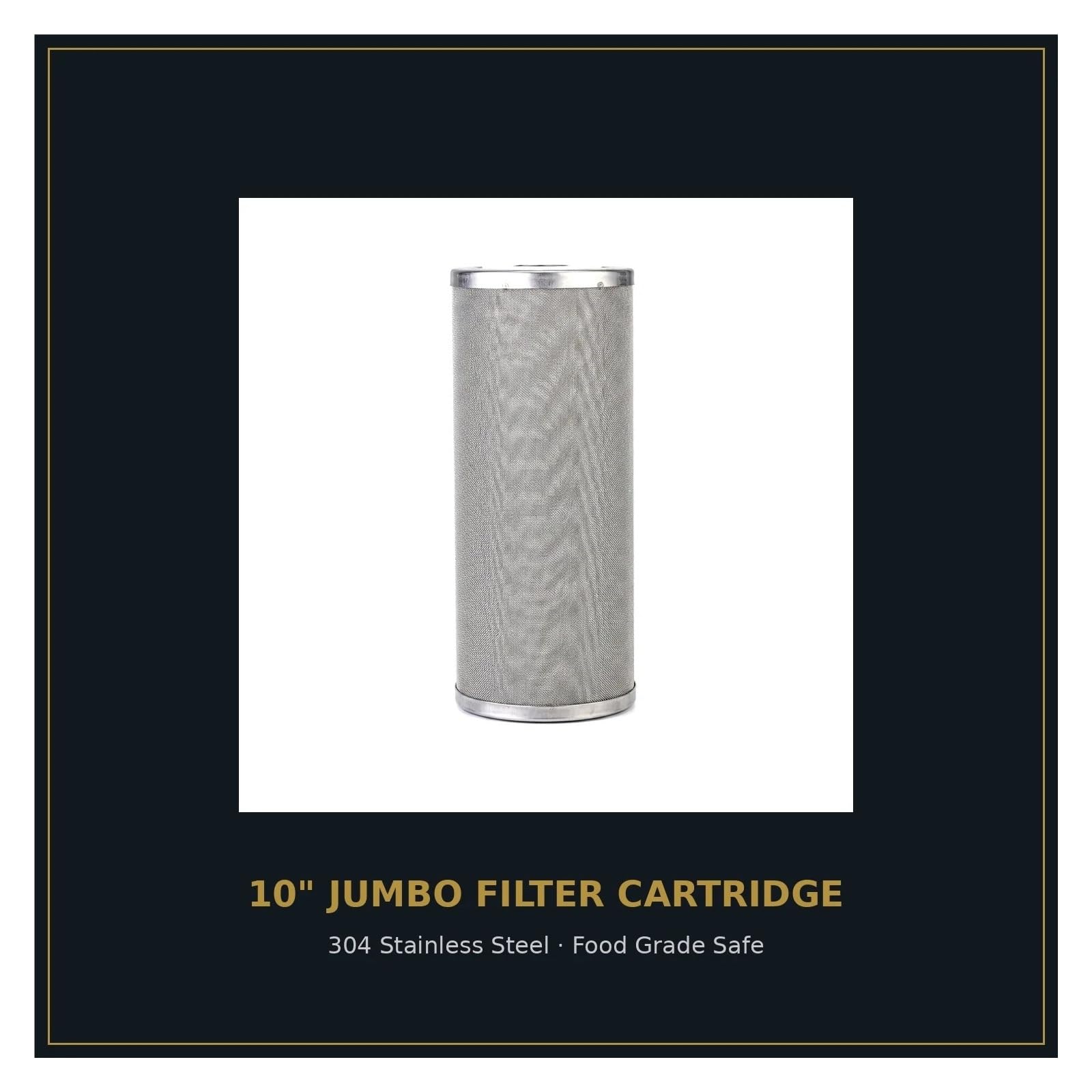Cartucho De Filtro Jumbo De Acero Inoxidable De 10 "x 4,5", 10 Pulgadas, Prefiltro De Agua De Malla 304 Lavable, Reutilizable, Grande, Azul, Grande Y Gordo, Sedimento(10inch Jumbo 100um)