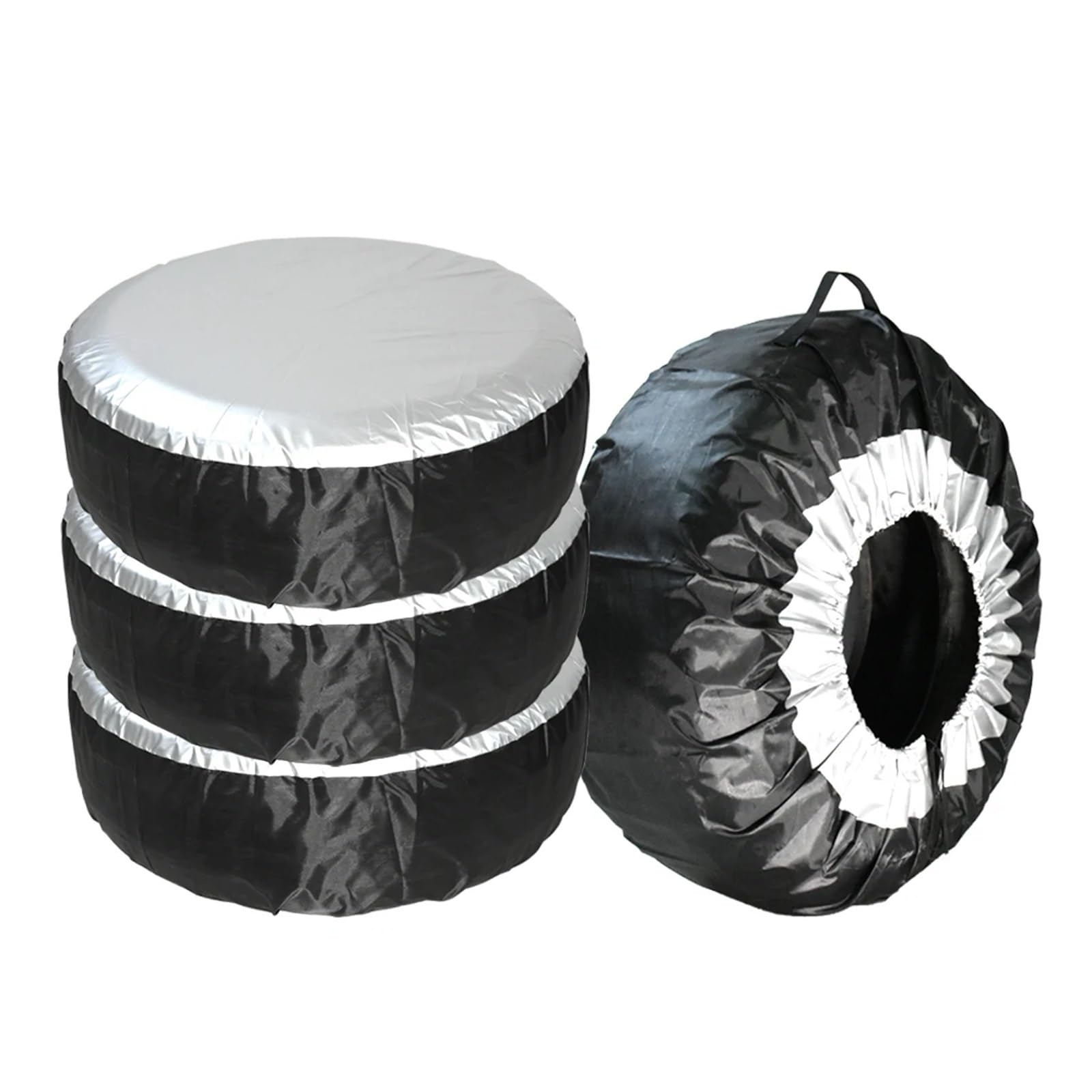 Auto-Ersatzreifenabdeckungen, 4 Stück, 33–48,3 cm, 48,3–58,4 cm, Reifenabdeckung, Auto-Ersatzreifenabdeckung, Aufbewahrungstaschen, Tragetasche, Polyester-Reifenkappen, Reifenabdeckungen (4 Stück 48,3