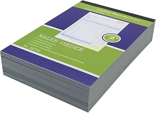 Miniatura 4 de Paquete de 10 libros de pedidos de ventas grandes, facturas duplicadas sin carbono, 50 juegos de 5.916 pulgadas x 8.716 pulgadas (10 unidades