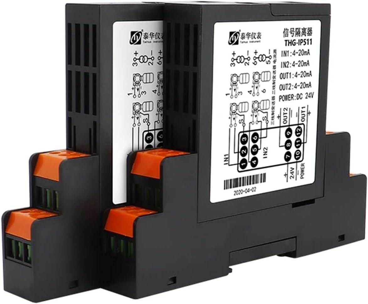 Pluggable 4-20mA DC Signal Isolator THG Model 0-10V 0-5V Current Voltage Converter Signal Transmitter 4-20mA to 4-20mA DC24V(2IN2OUT,0-5V_0-20MAIN)