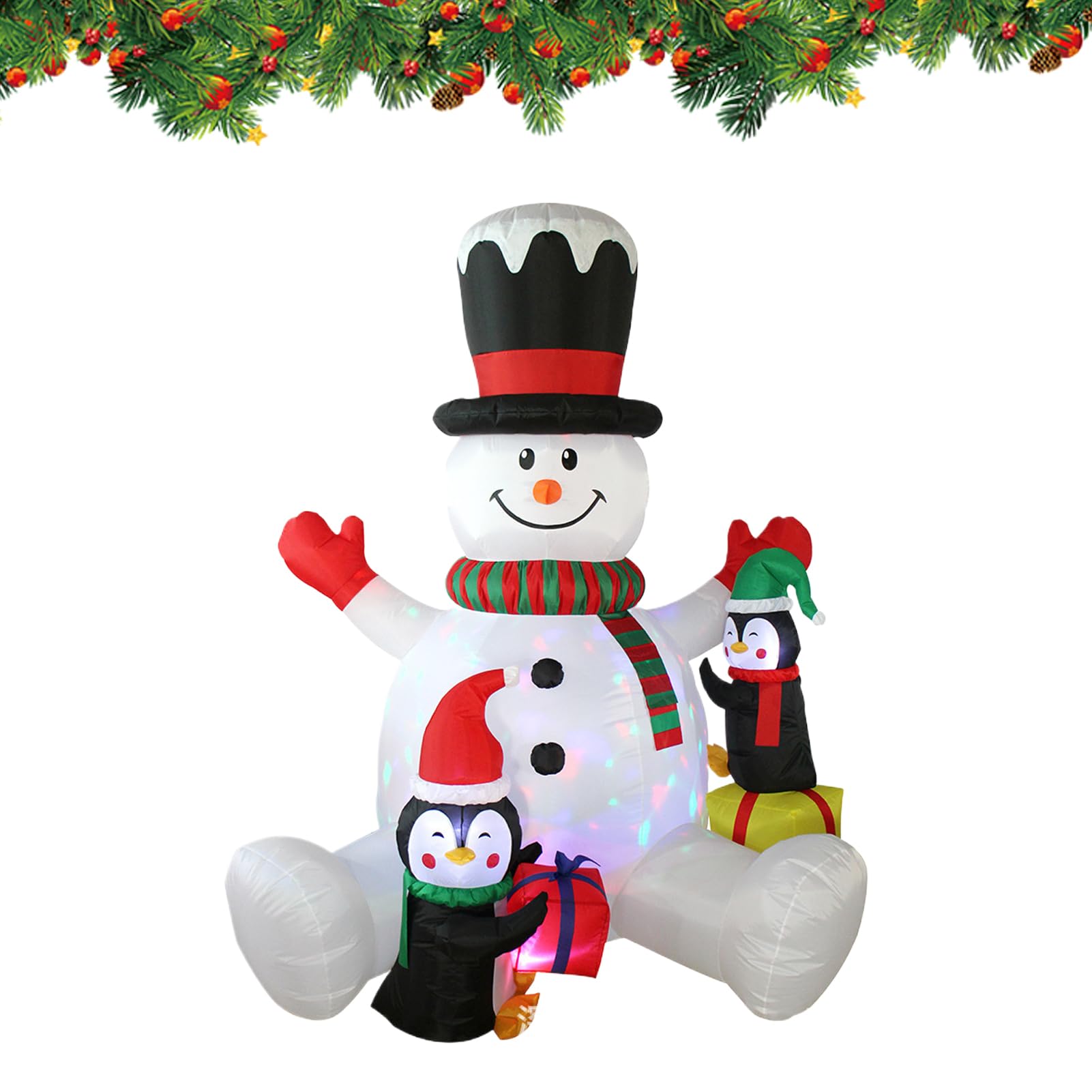 Bonhomme de neige gonflable lumineux pour illuminer facilement une maison à Noël