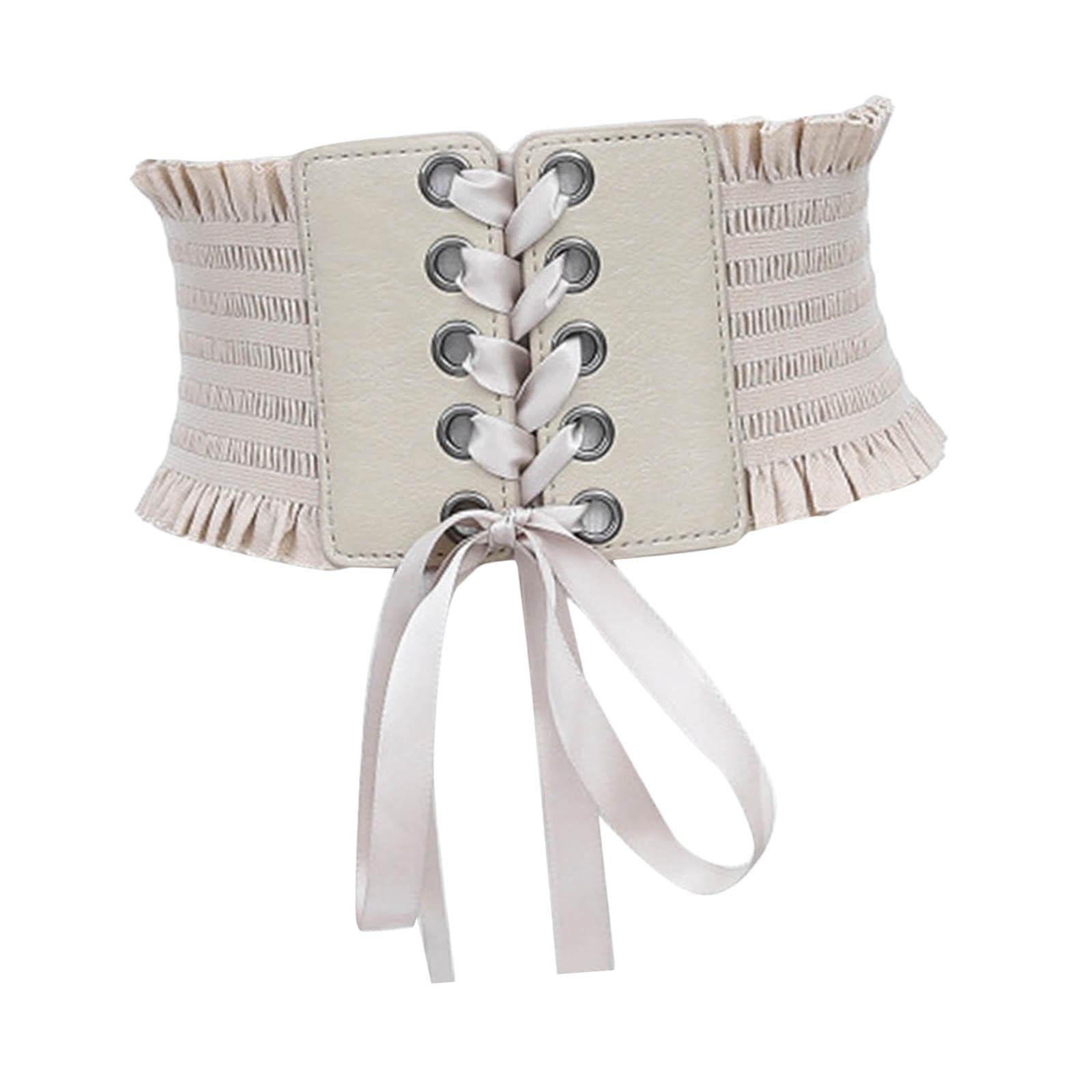 snappsy Women Charm Waistband Wide Underbust Cosplay Strechy Bow Tie High Waist Beige-picture-38