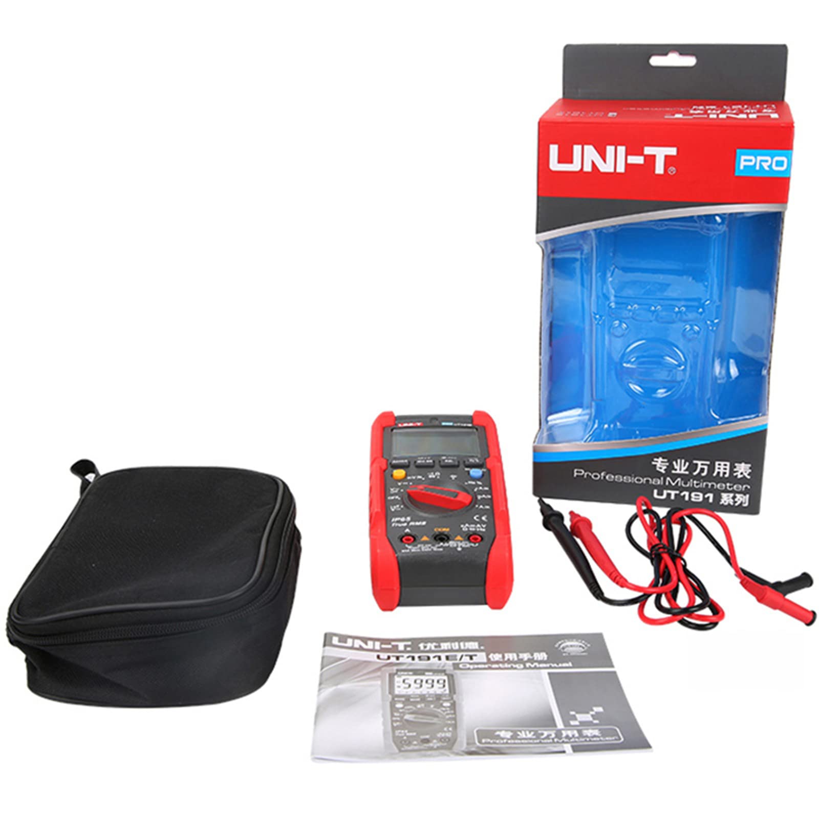 UNI-T UT191T Multimetro Professionale IP65, 600V AC/DC, 20A, 10Hz-1MHz, -40°C-400°C/-40°F-752°F