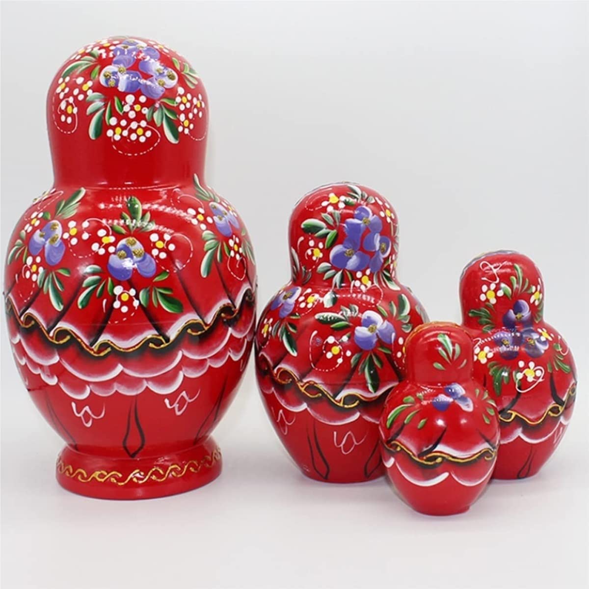 Matrioszka 10 Sztuk Śliczny Czerwony Warkocz Sweter Dziewczyna Rosyjski Gniazdowanie Lalek Matryoshka Rosyjska Lalka Etniczna Zabawki Układania