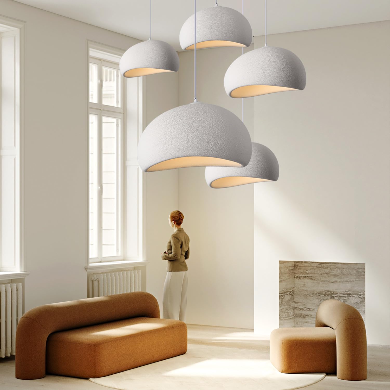 Oliterlux 23.6in Wabi Sabi Pendant Lights White Modern Japandi