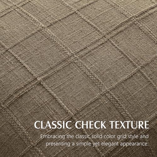 Image of Foindtower Set of 1 Decorative Linen Check Throw Pillow Cover Neutral Farmhouse Vintage Cushion Cover Modern Boho Home Decor for Sofa Chair Couch Bedroom Living Room,20x20 Inch,Light Brown