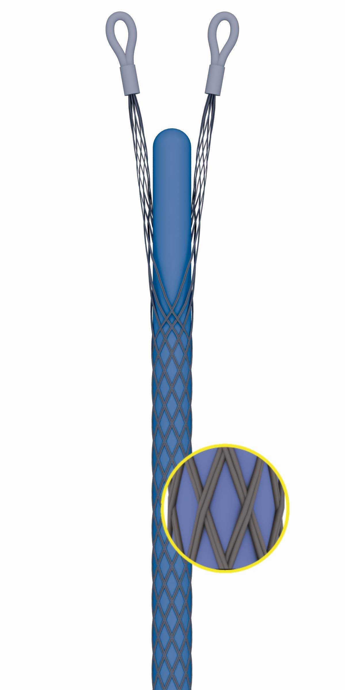 Anguila Malla Tiracables Industrial Abierta Cables 45-60mm M5 | Malla abierta que se coloca sobre cables ya instalados y los agarra en toda su longitud para tirar de ellos; rosca M5