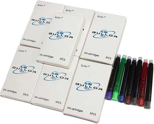 Miniatura 7 de Gullor 30 cartuchos de tinta de tamaño internacional para bolígrafos Jinhao, negro, 6 paquetes