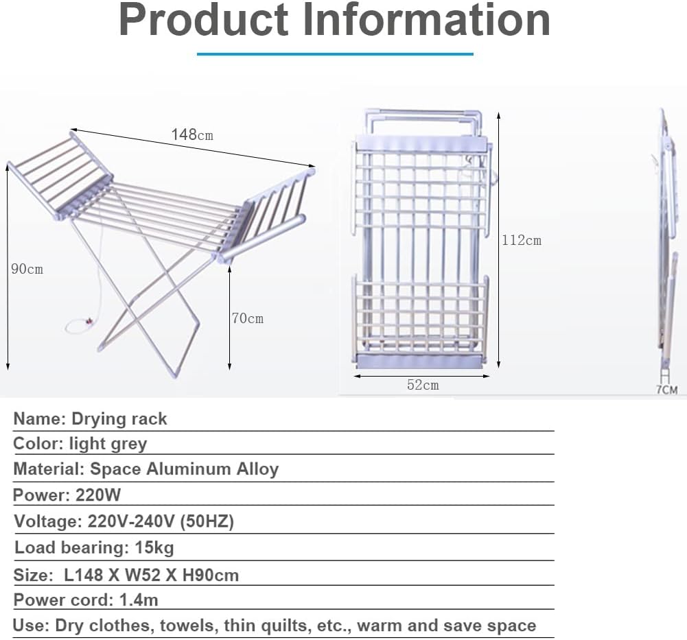 Heated Drying Rack Clothes Dryer with Foldable Wings Indoor Clothing Airer 18 Bars Drying Rails Electric Saves Energy Fast Laundry Drying