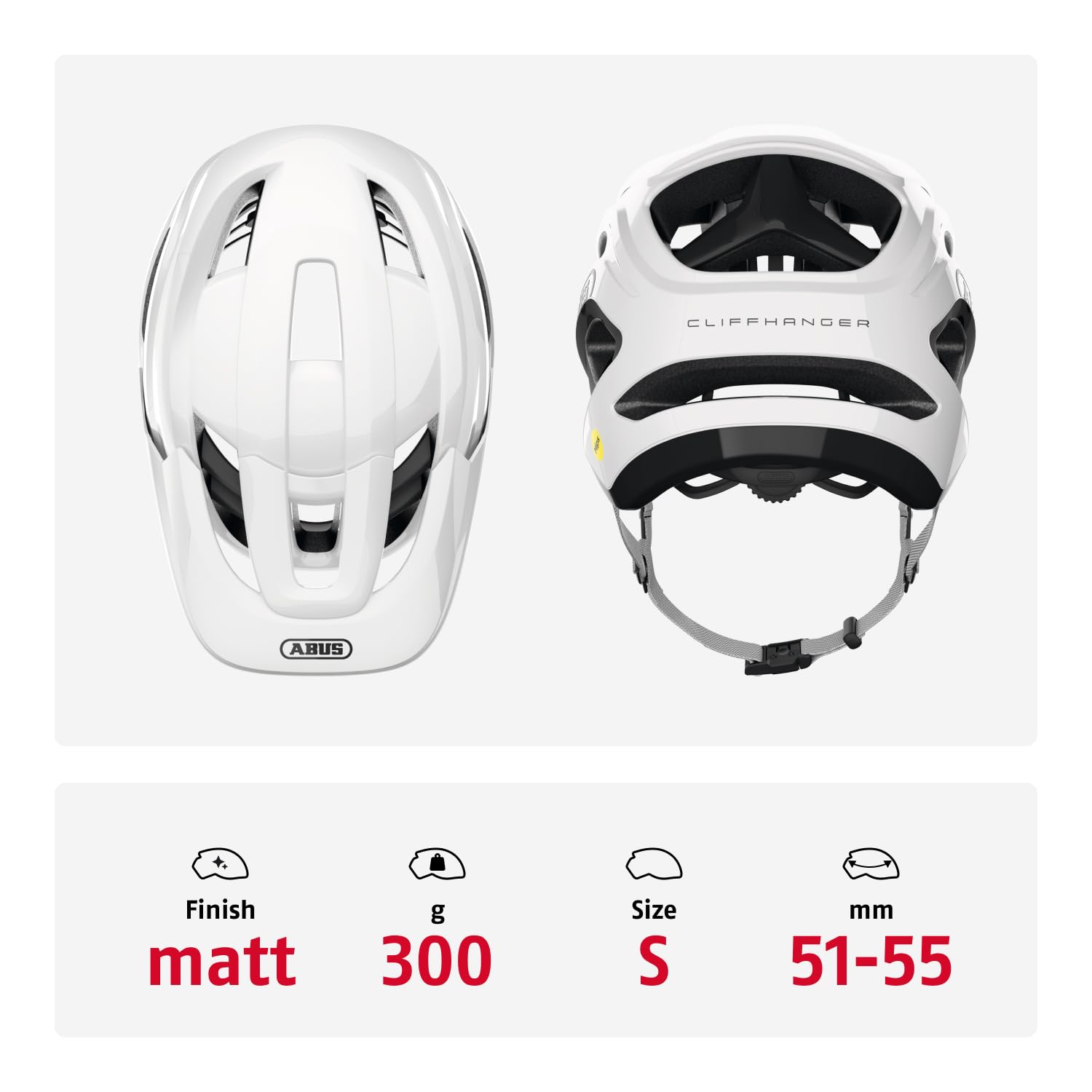 ABUS CliffHanger Mips Casco MTB da Bici, alpine white, S