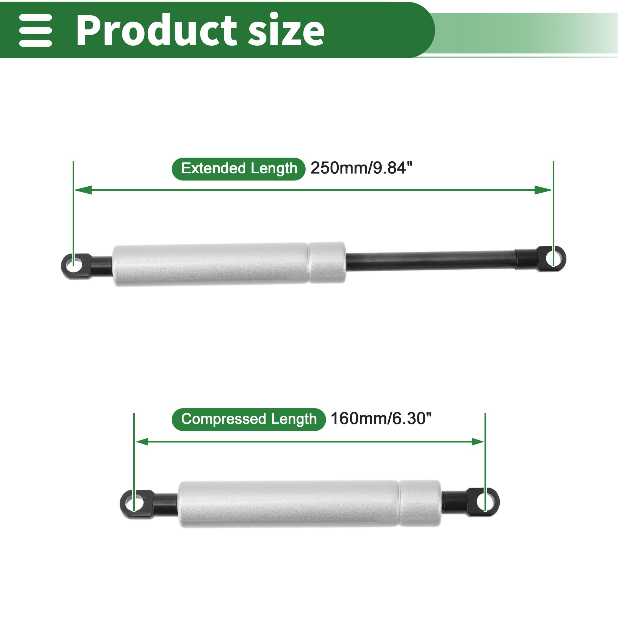 A ABSOPRO 250mm/9.84", Pistoni a Gas 700N Molle a Gas in Acciaio al Carbonio Tono Argento 2 Pz RV Auto Cofano Attrezzi Scatola Coperchio Armadio Porta Coperchio