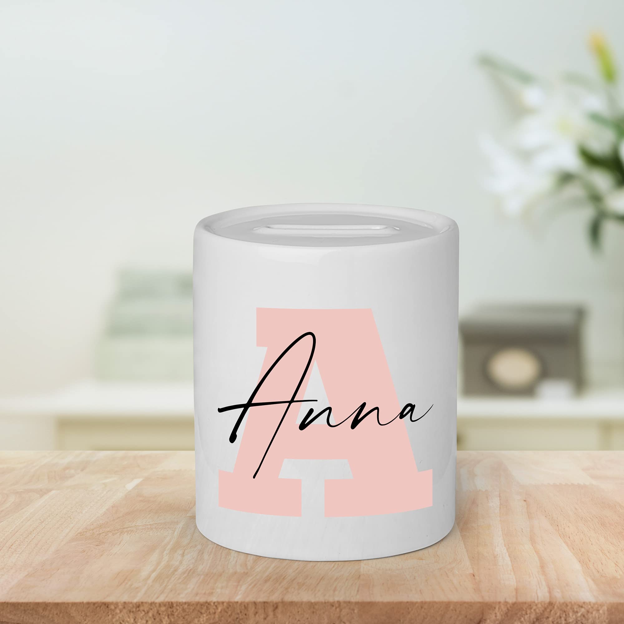 Hucha Personalizada Para Niños Con Nombre Y Diseño De Búho - Cerámica, Regalo Para Ahorrar