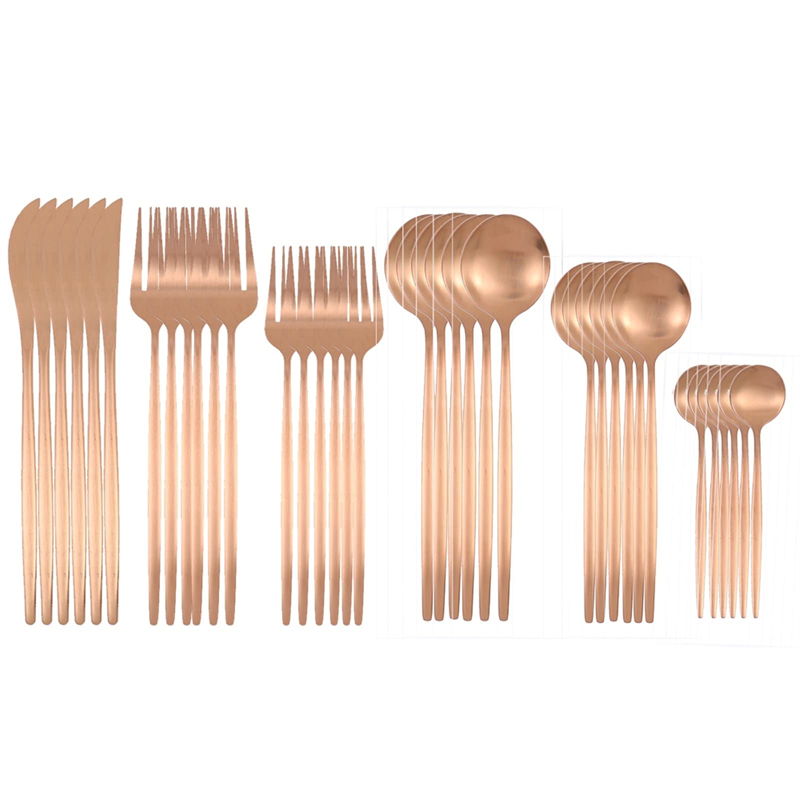 Couverts en acier inoxydable anti-traces 36 pièces or rose mat durable