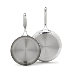 GreenPan Valencia Tri-Ply Stainless Steel 2 Piece Frying Pan Set 8 10 Skillets Induction Ready Mirror Finish Dishwasher