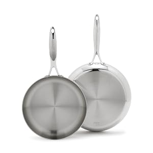 GreenPan Valencia Tri-Ply Stainless Steel 2 Piece Frying Pan Set 8 10 Skillets Induction Ready Mirror Finish Dishwasher